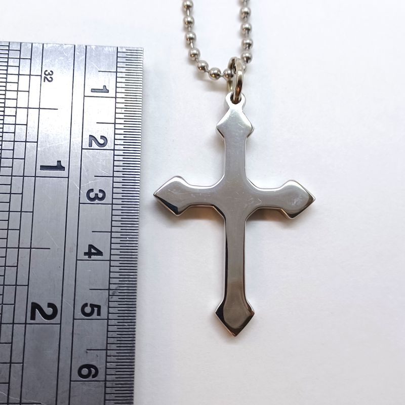 Steel Cross with Black Resin Inlay - Pendant with Chain